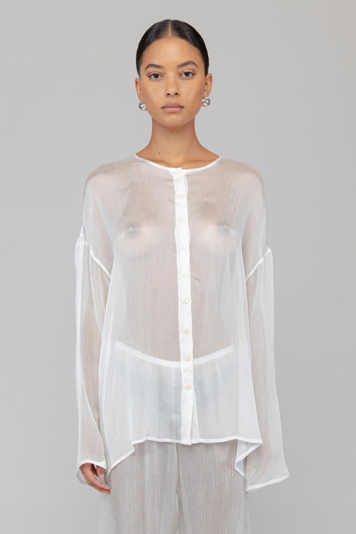 Celia Collarless Button Down