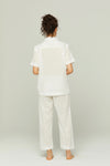 Short Sleeve Cotton Cropped Pajama set with Lace Detail