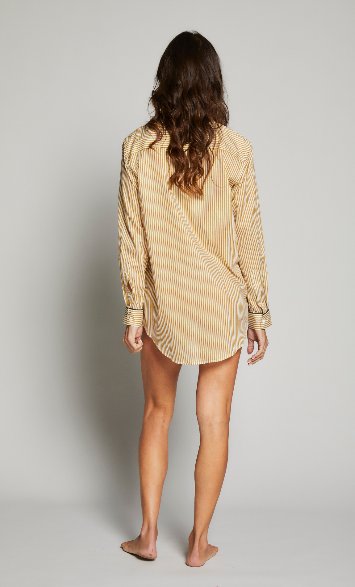 Striped Boyfriend Sleep Shirt with Piping