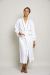 Cotton Sateen Robe with Contrast Piping