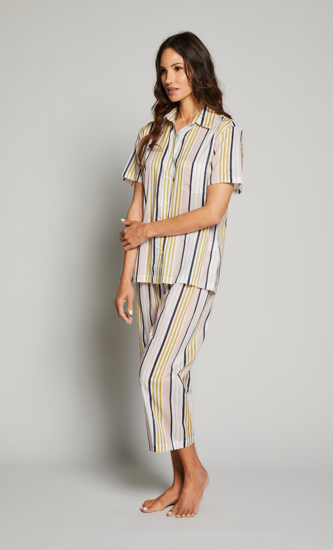 Striped SS Cropped Pant PJ Set