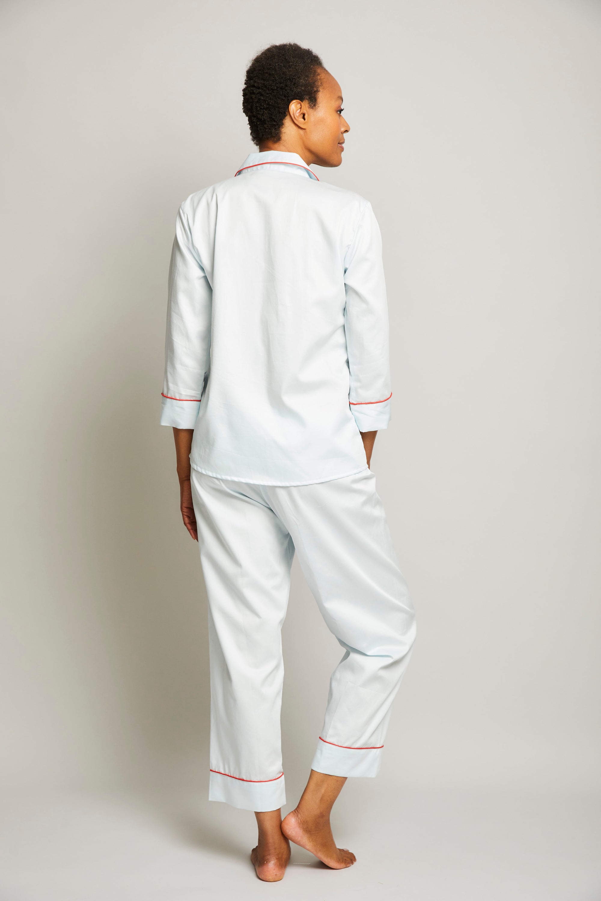 3/4 Sleeve Cropped Pant Pajama Set with Piping