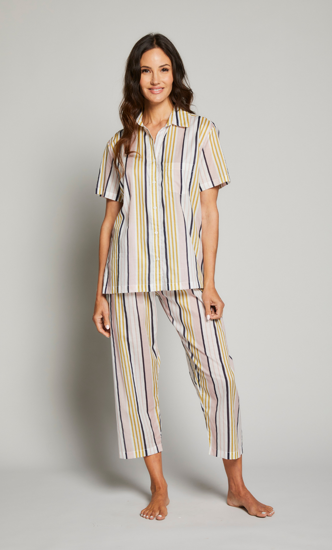 Striped SS Cropped Pant PJ Set