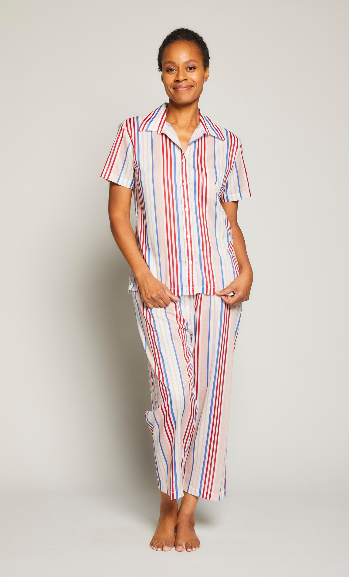 Striped SS Cropped Pant PJ Set