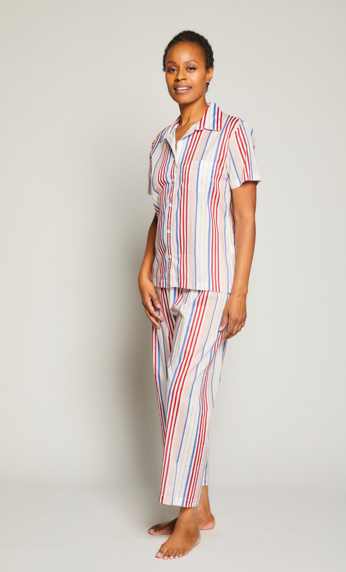 Striped SS Cropped Pant PJ Set