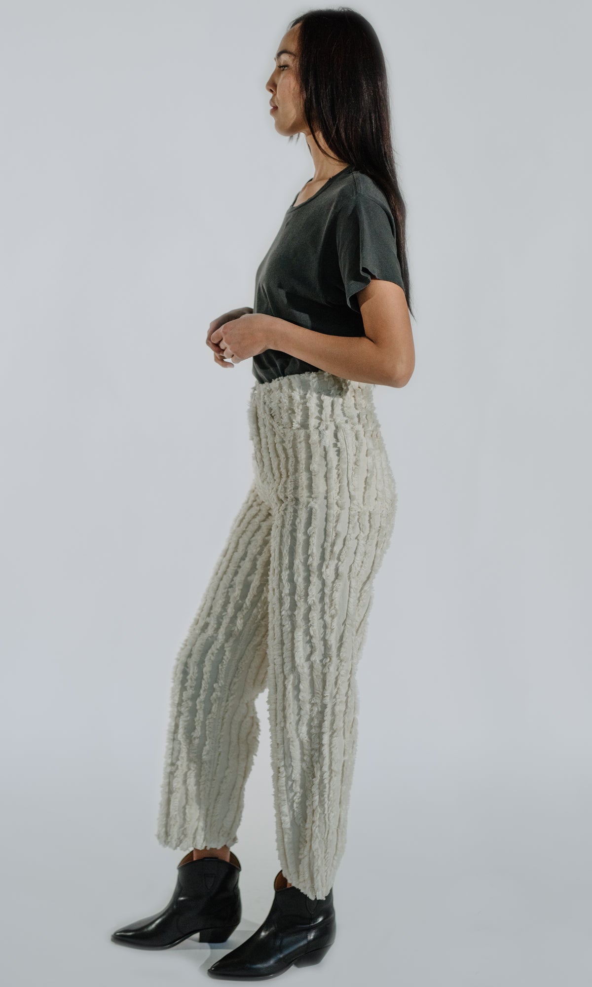 Ms. Triarchy high Rise Denim Shearling Straight Leg