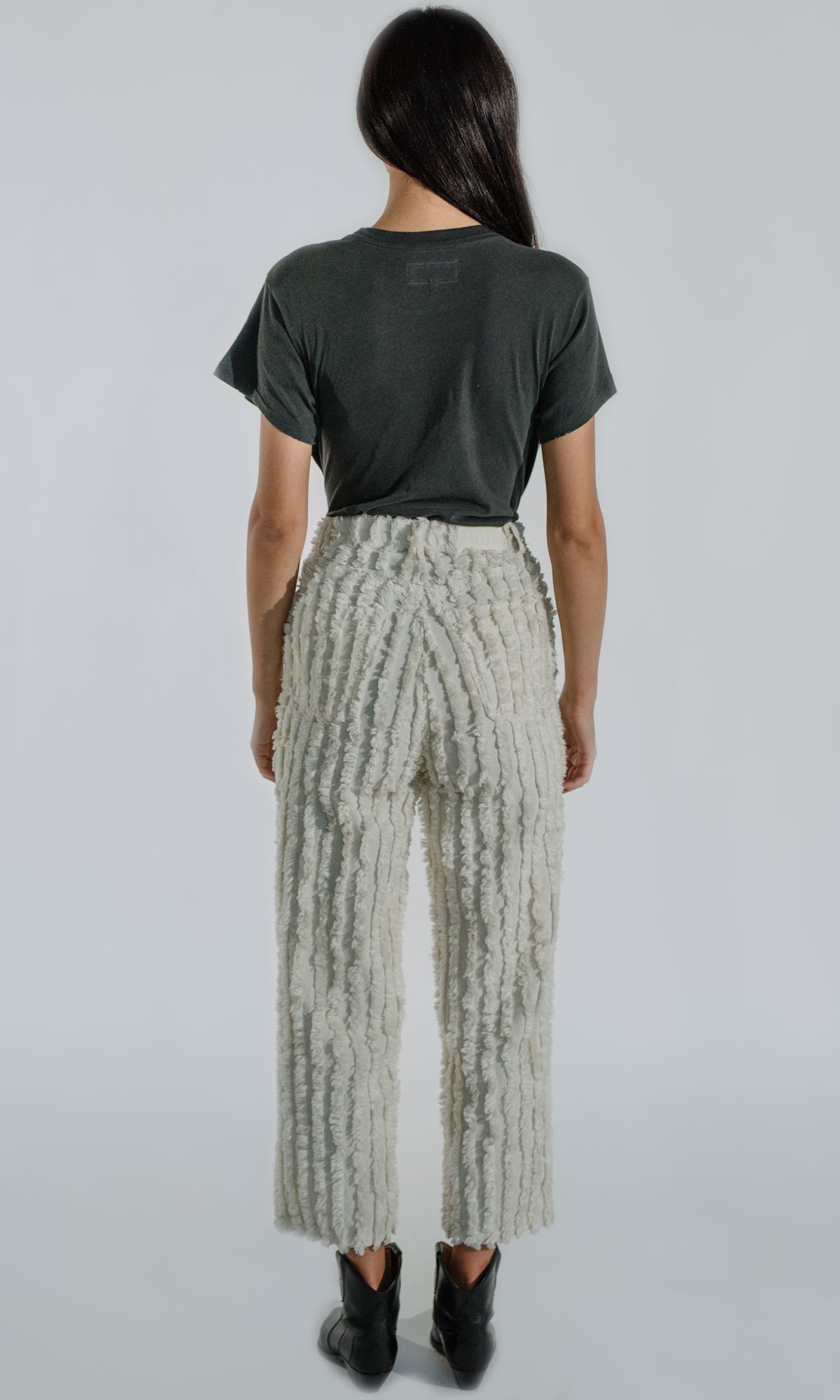 Ms. Triarchy high Rise Denim Shearling Straight Leg