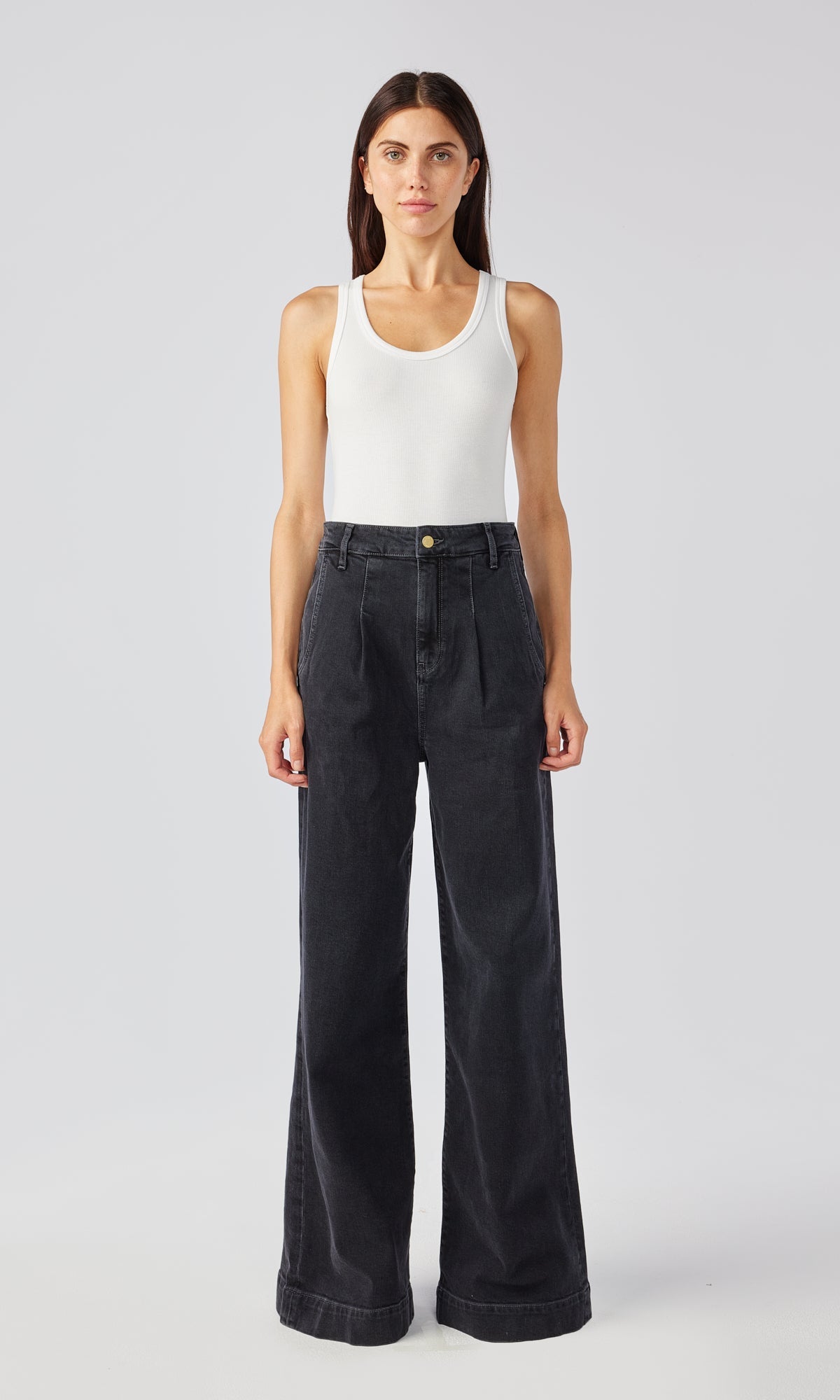 Ms. Hayworth V-High Rise Pleated Wide Leg