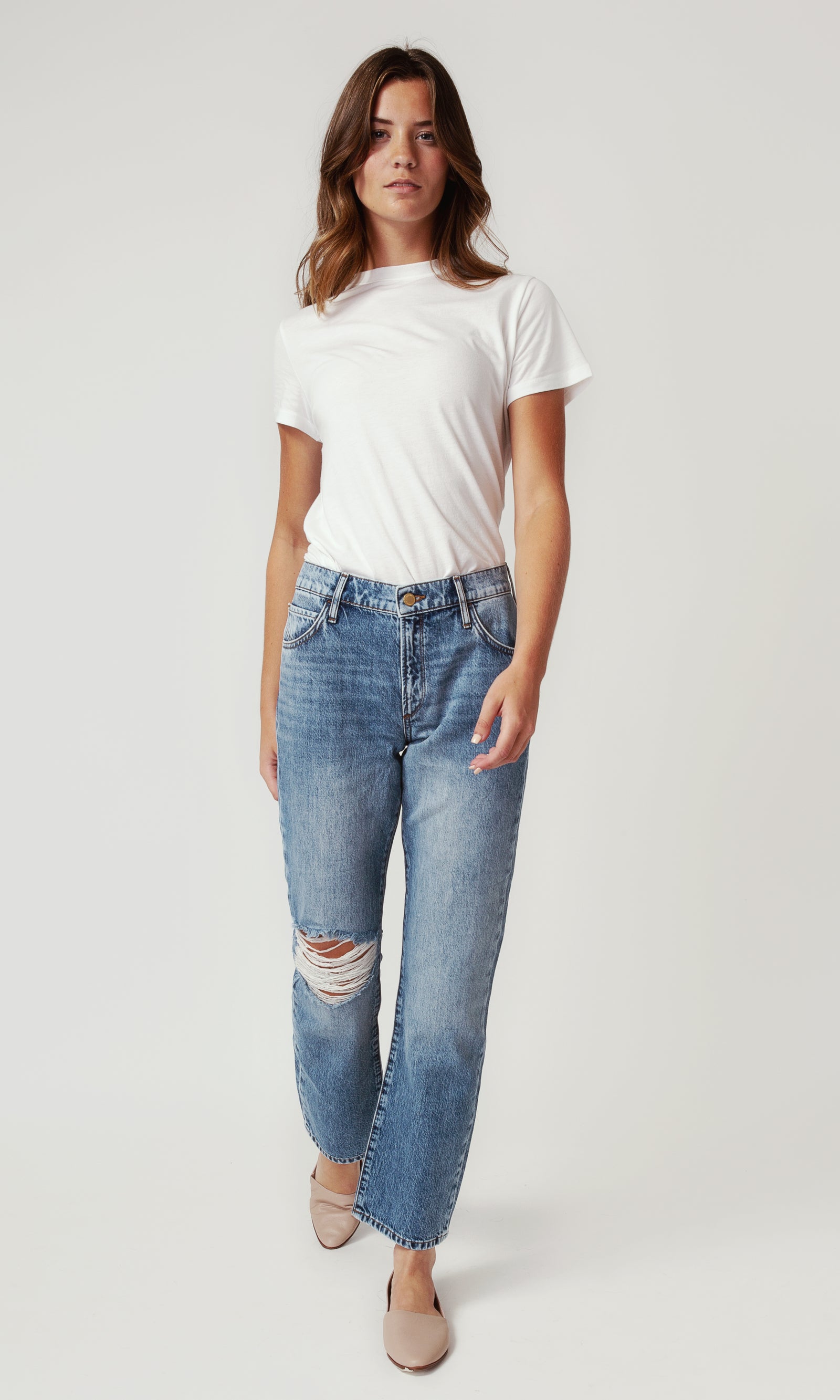 High Rise Straight Leg in Medium Indigo