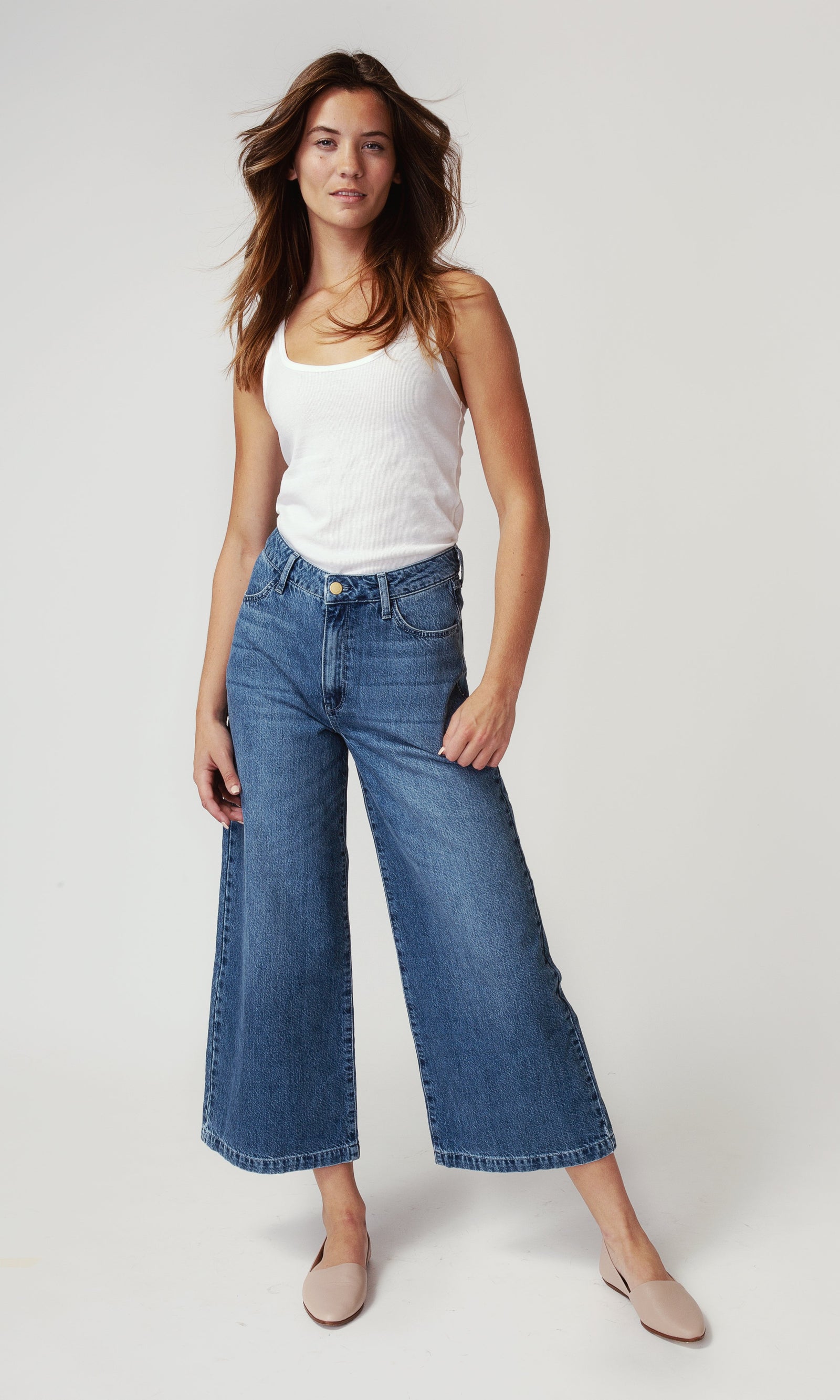 High Rise Crop Wide Leg