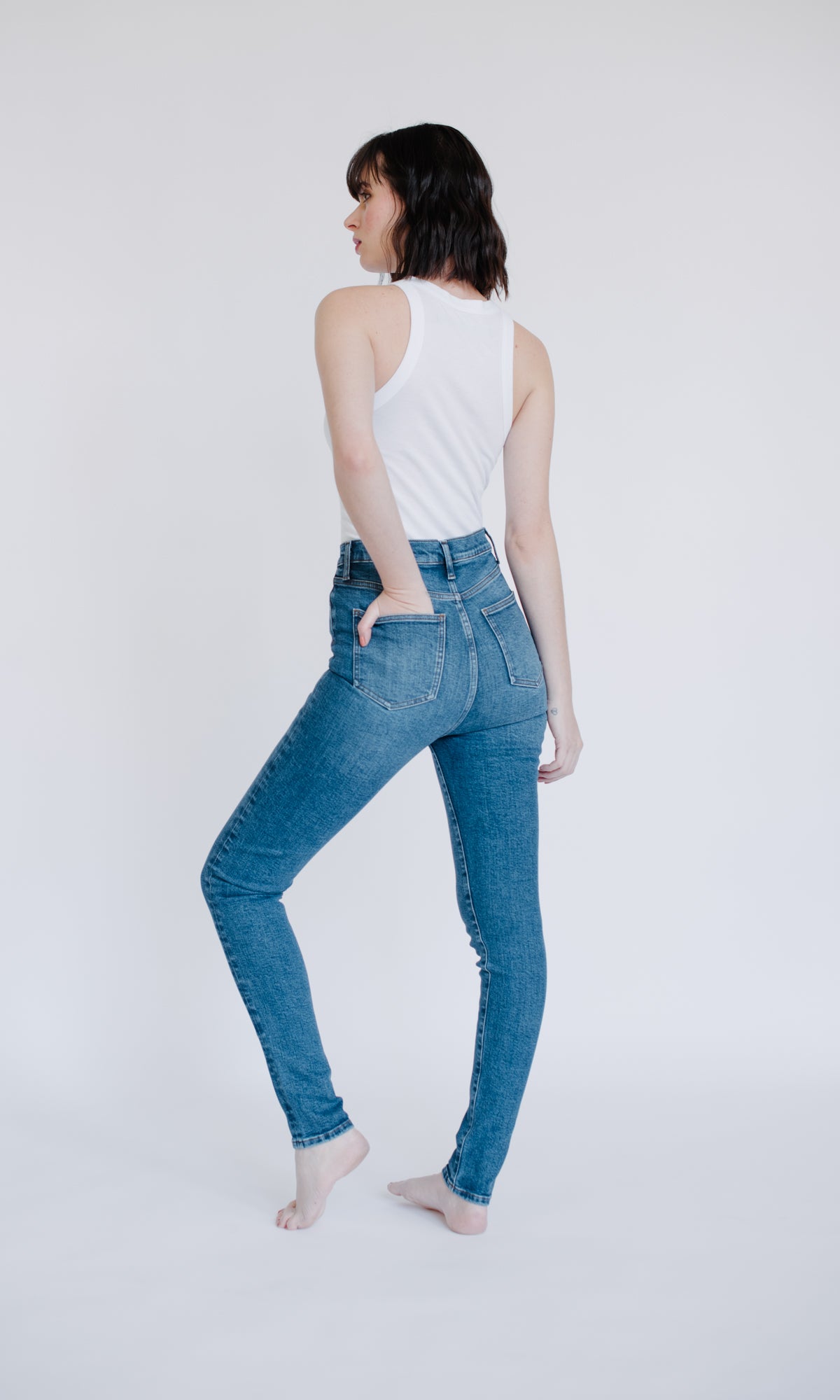 High Rise Skinny W Exposed Button Fly