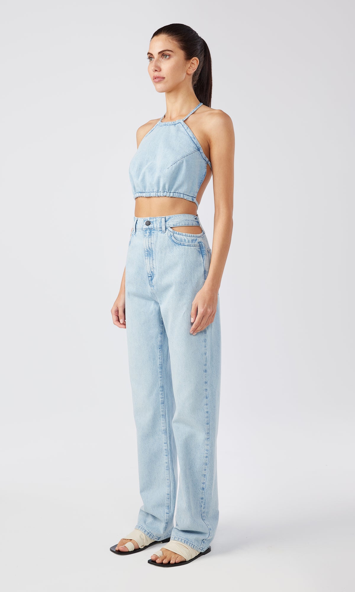 Ms. Stone Cut-Out High Rise Straight Leg Jean