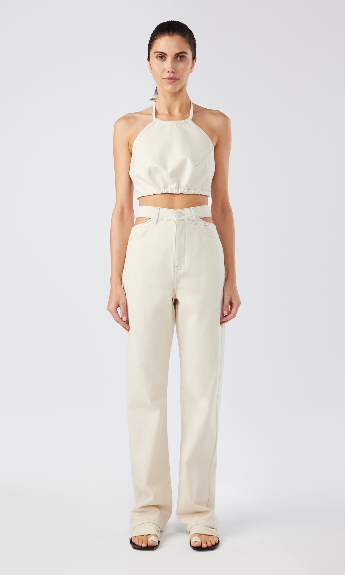 Ms. Stone Cut-Out High Rise Straight Leg Jean