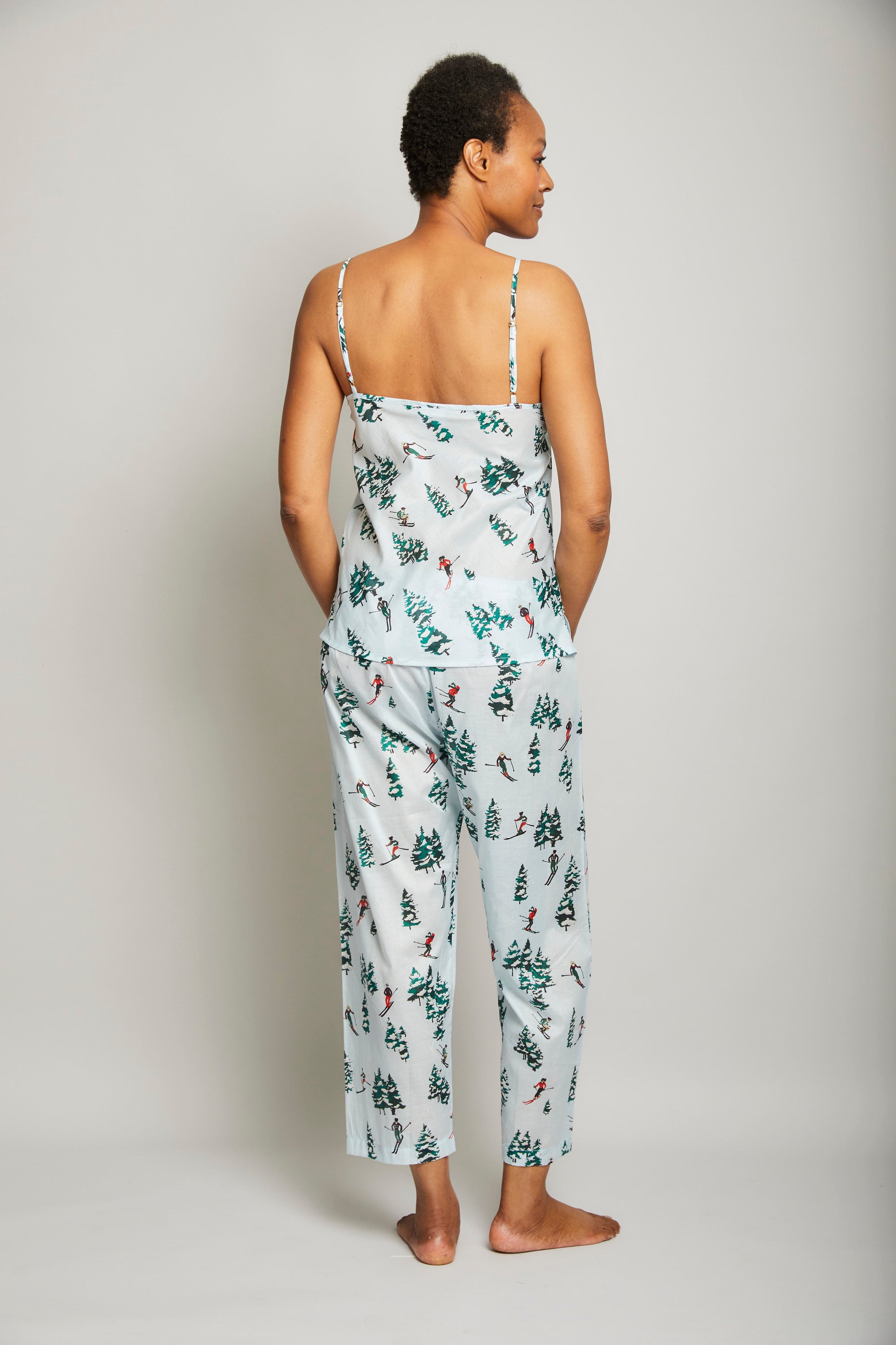 Downhill Skiers Cami Cropped Pant Pajama Set