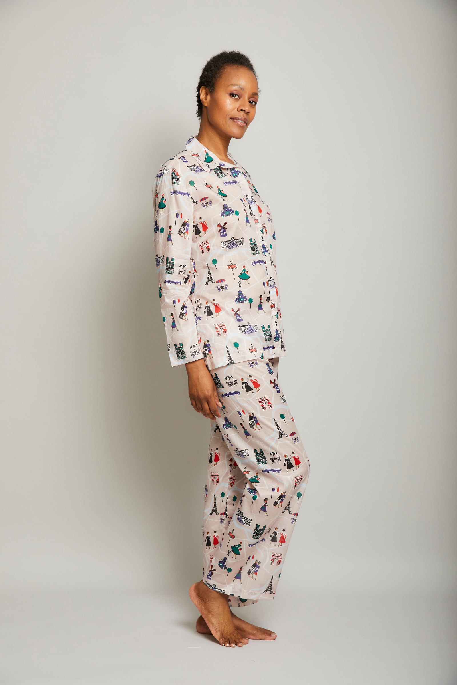 Paris 3/4 Sleeve Cropped Pant Pajama Set with Piping