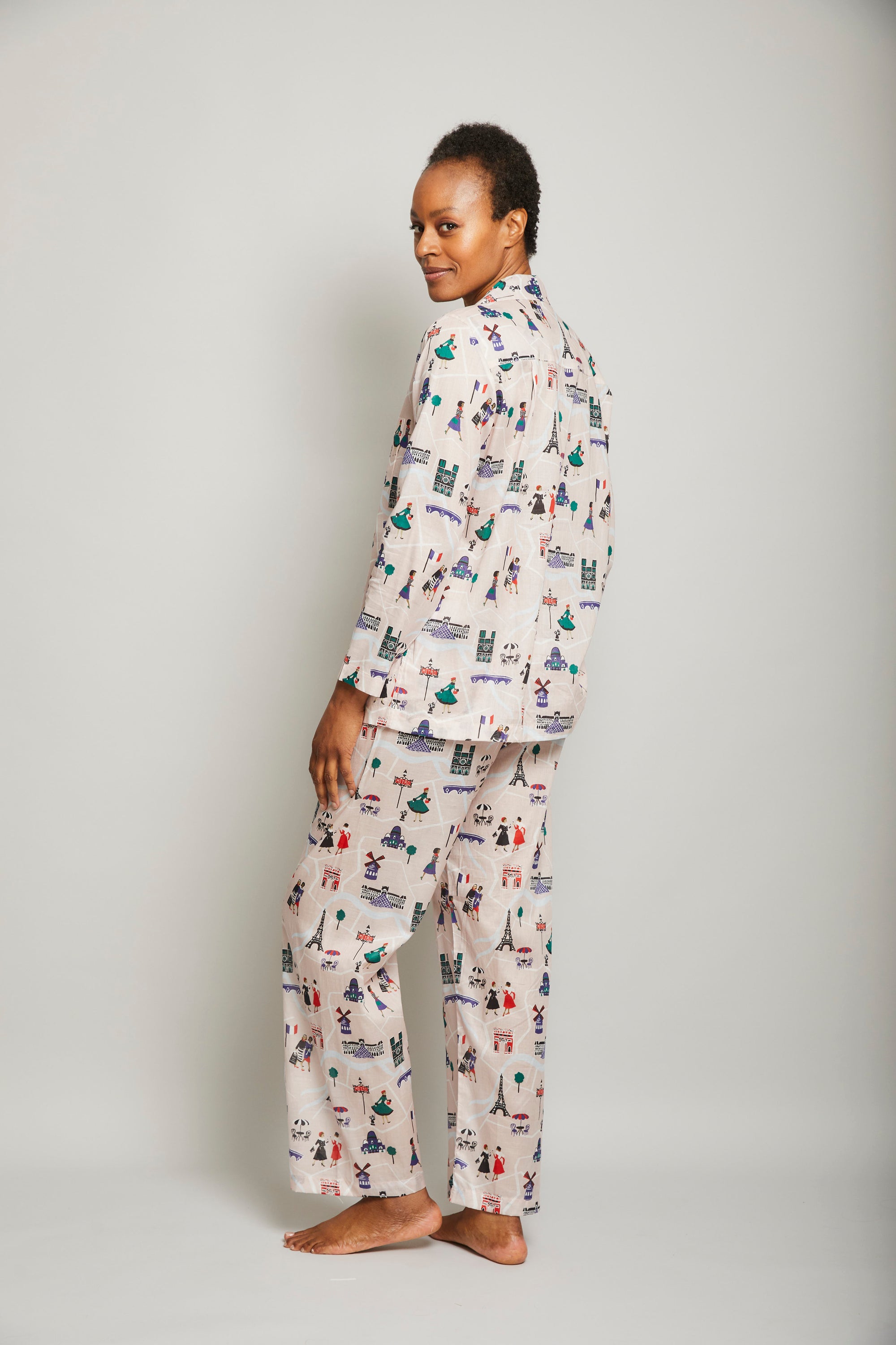 Paris 3/4 Sleeve Cropped Pant Pajama Set with Piping
