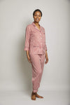 Striped 3/4 Sleeve Cropped Pant Pajama Set with Piping