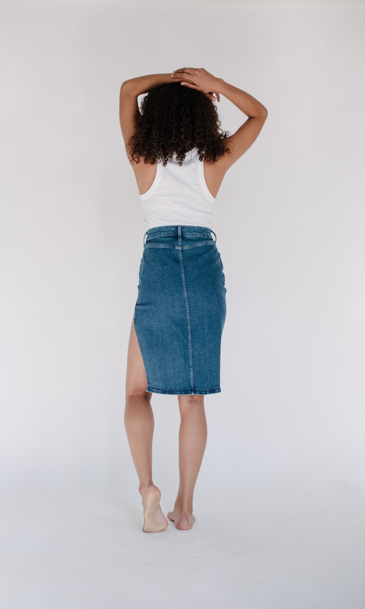 High Rise Side Slit Pencil Skirt