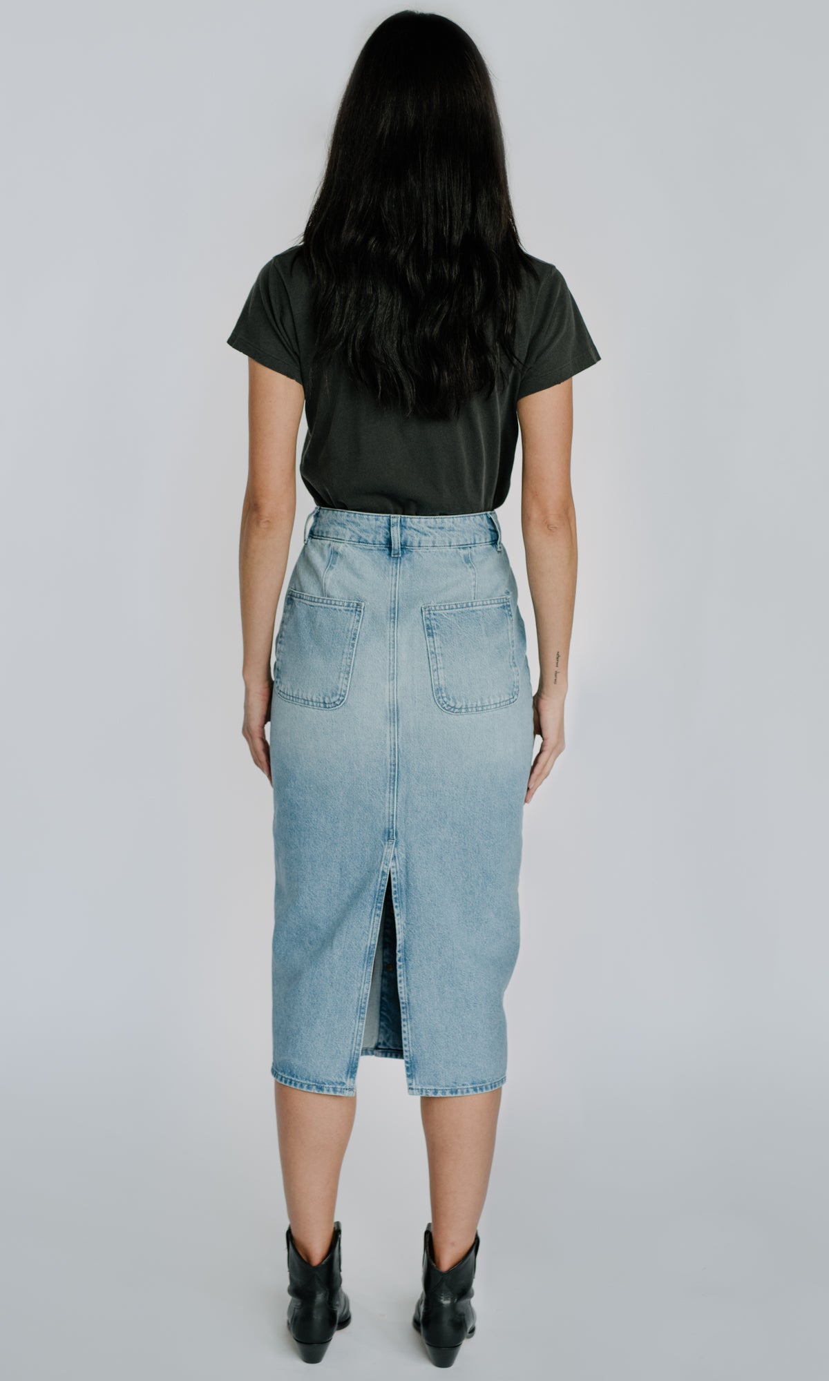 Ms. Triarchy High Waisted Denim Skirt