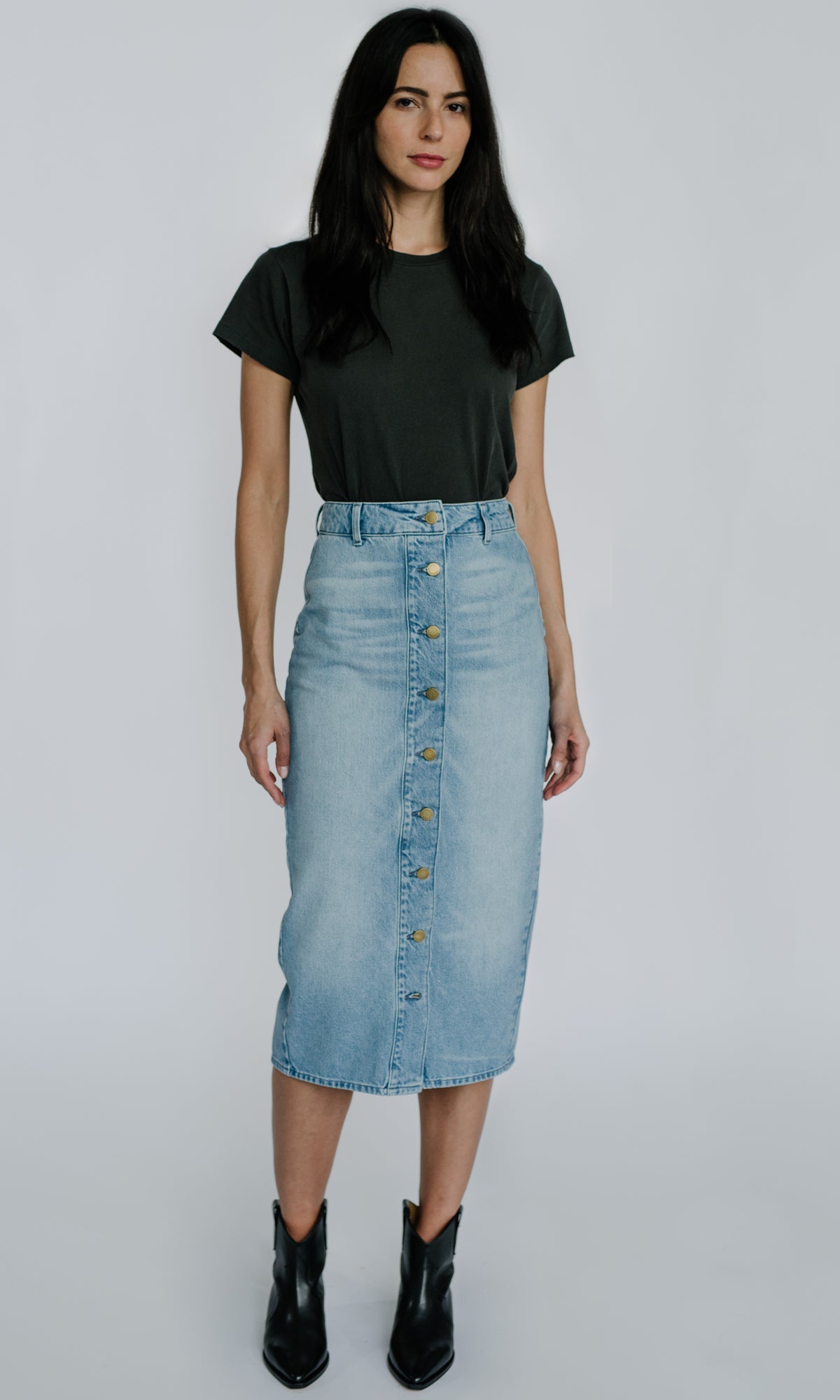 Ms. Triarchy High Waisted Denim Skirt