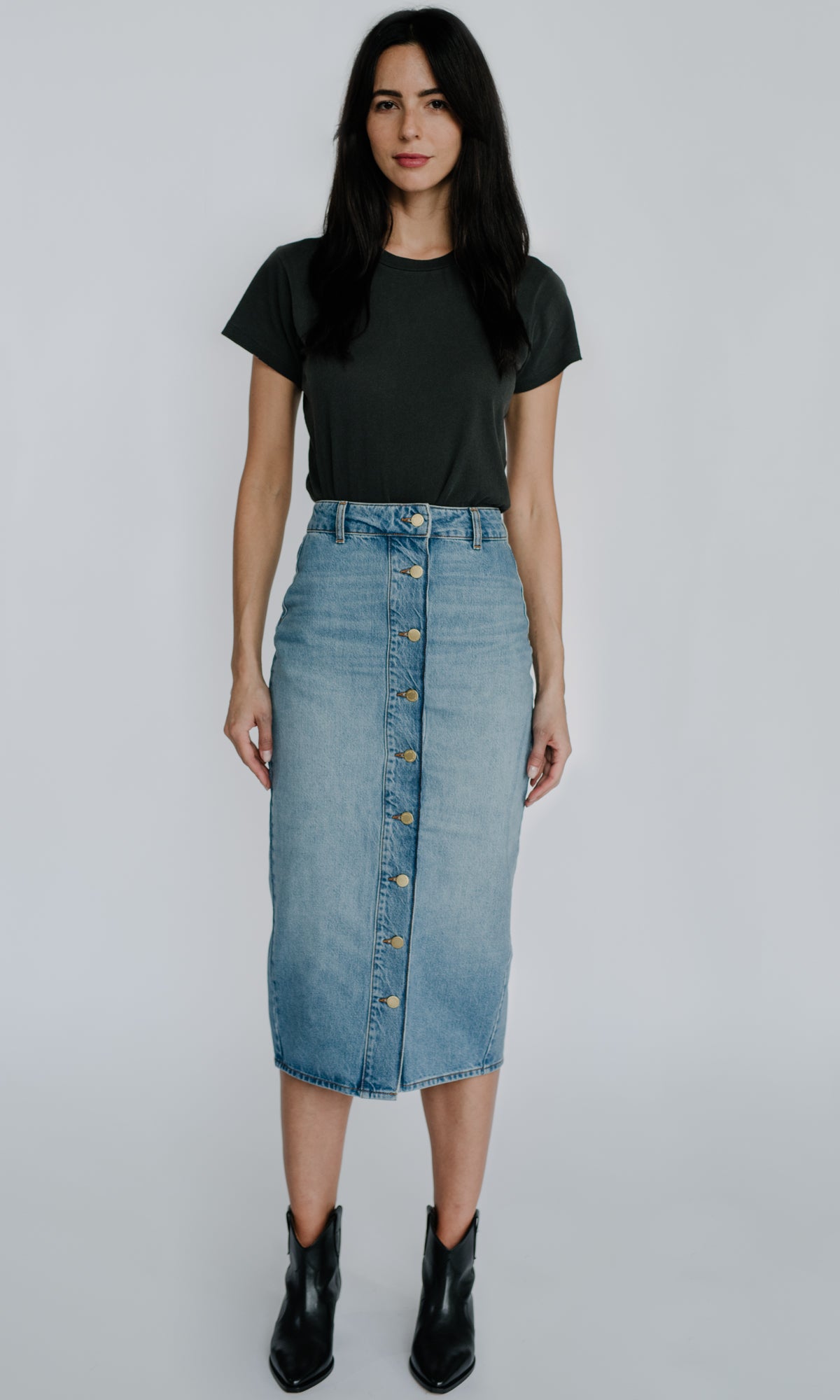 Ms. Triarchy High Waisted Denim Skirt