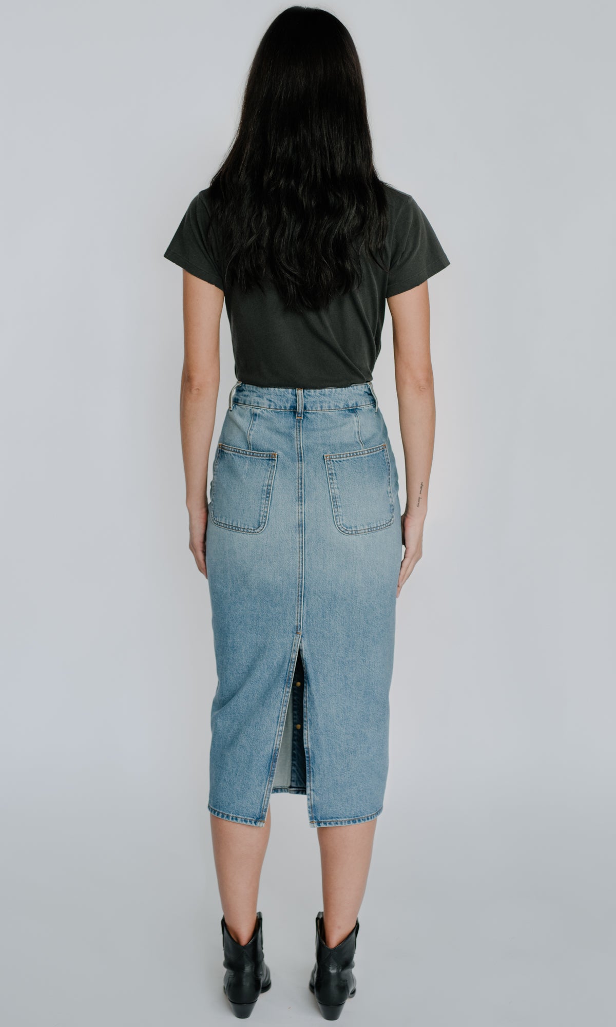 Ms. Triarchy High Waisted Denim Skirt
