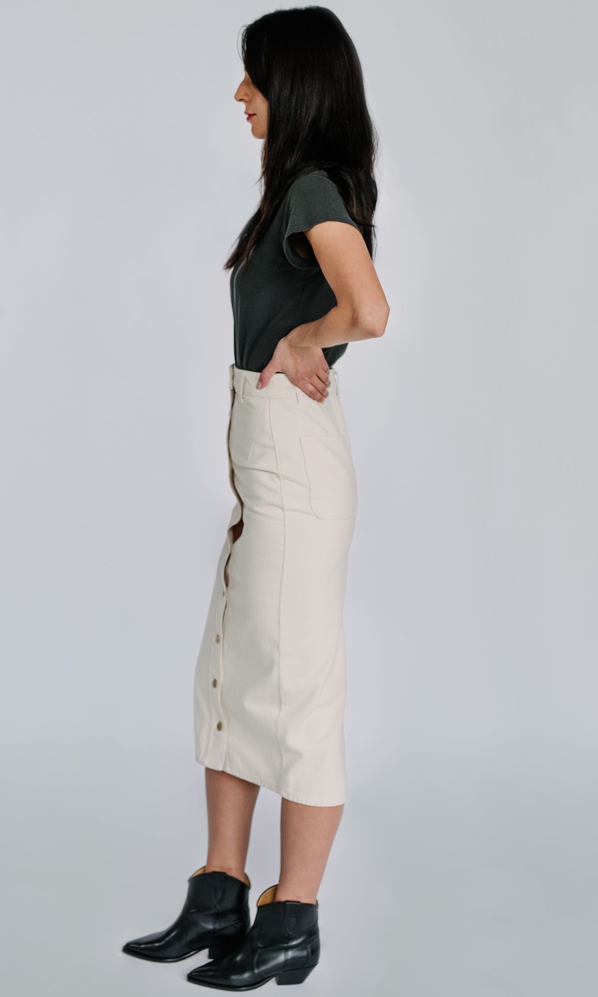 Ms. Triarchy High Waisted Denim Skirt