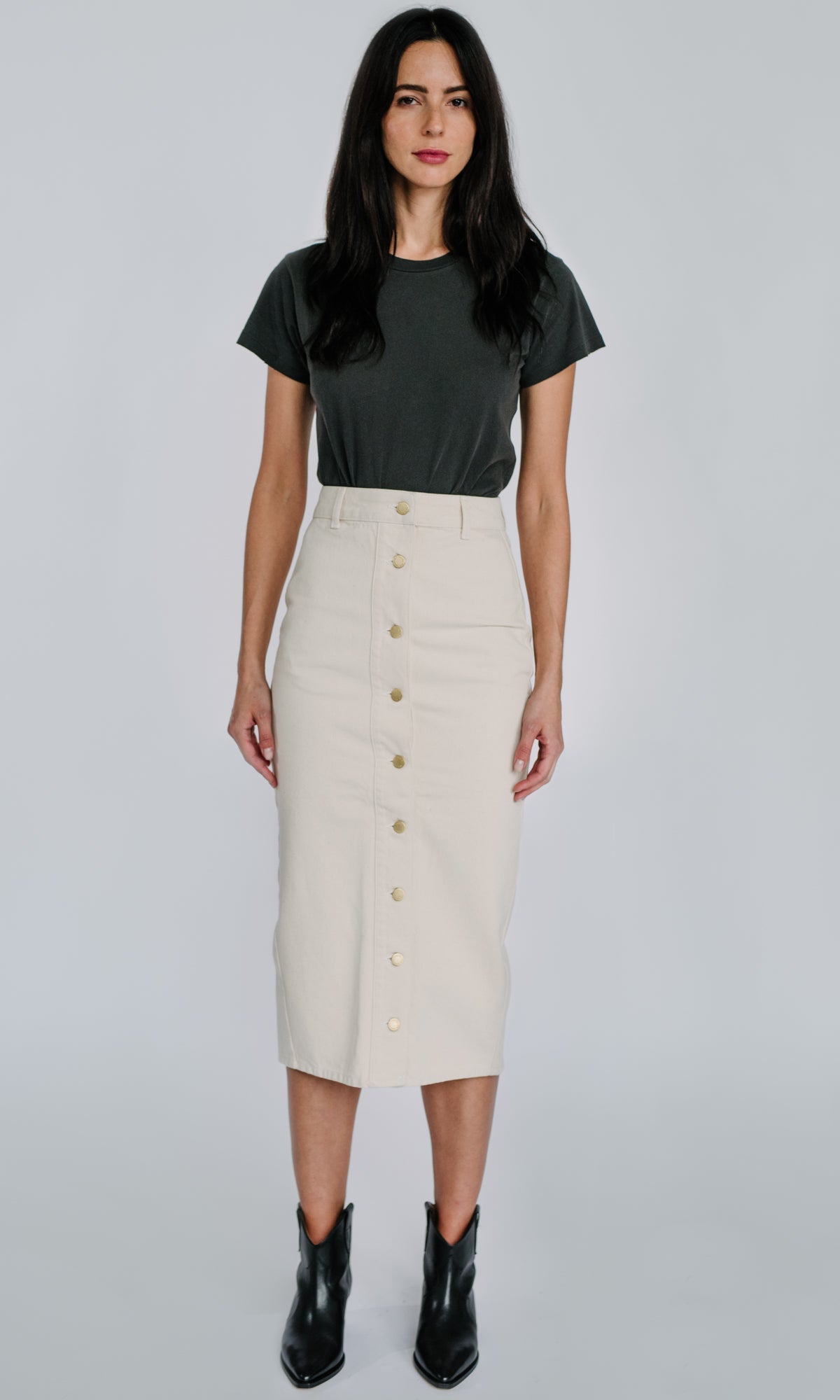 Ms. Triarchy High Waisted Denim Skirt