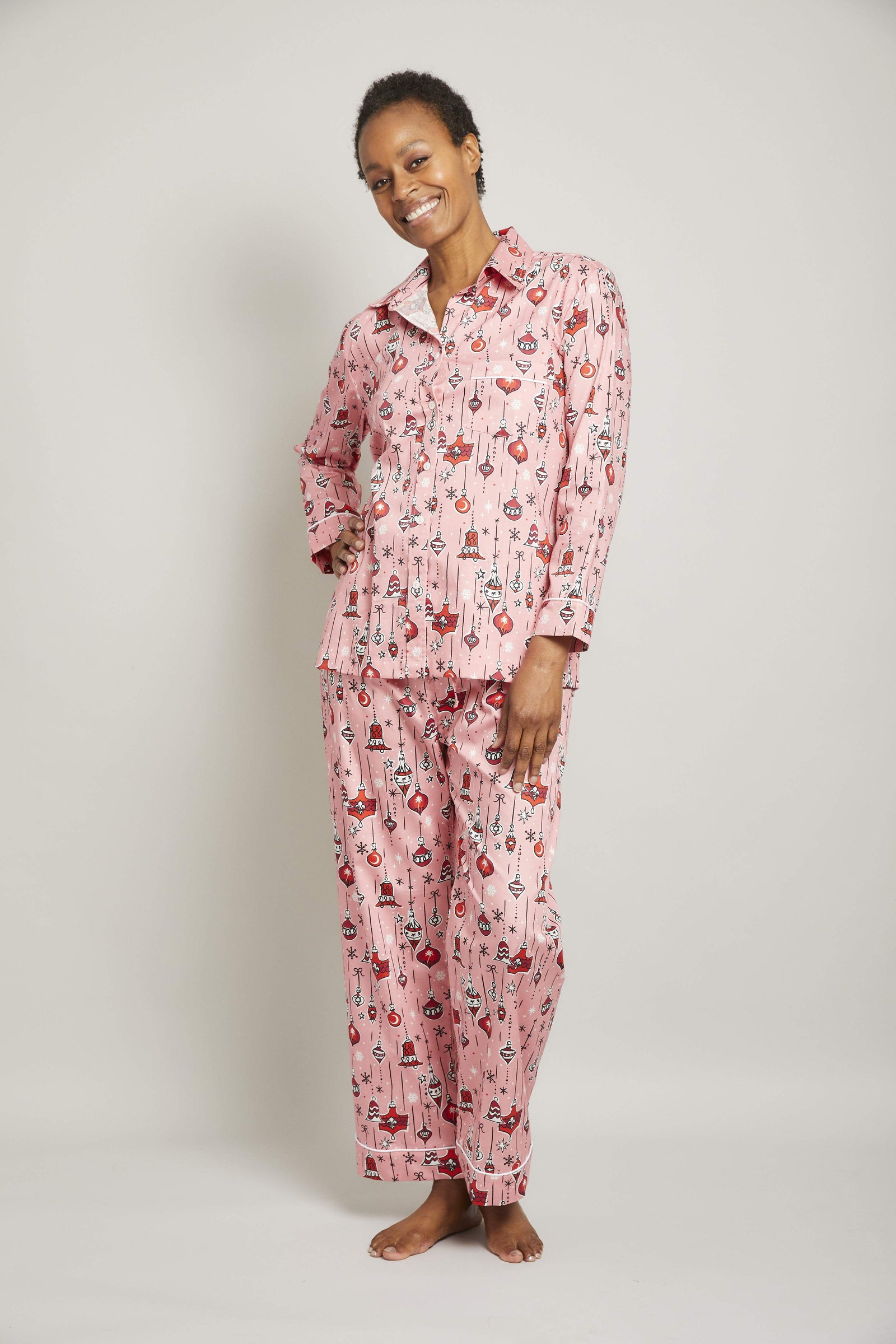 Ornaments Pajama Set with Piping