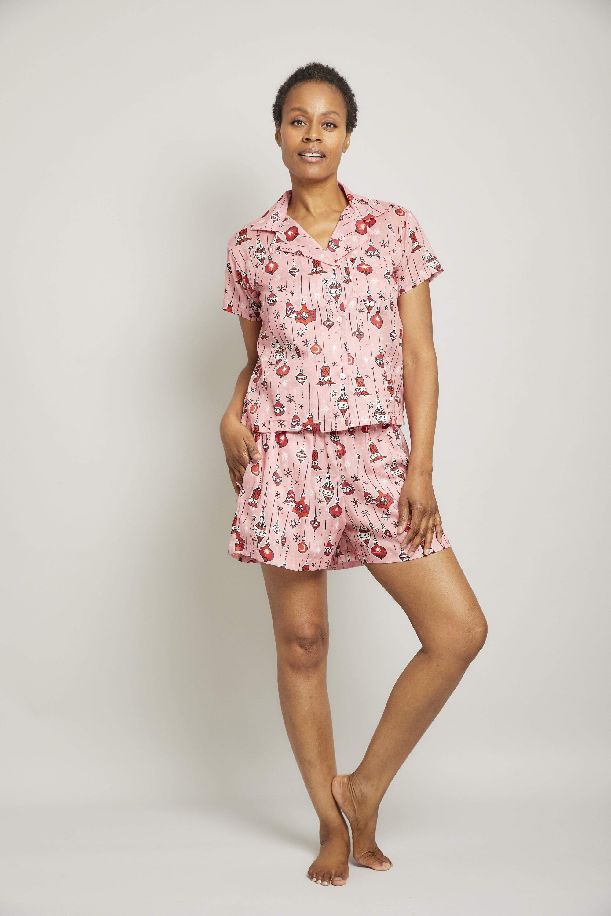 Ornaments Apoline SS Short Pajama Set with Piping