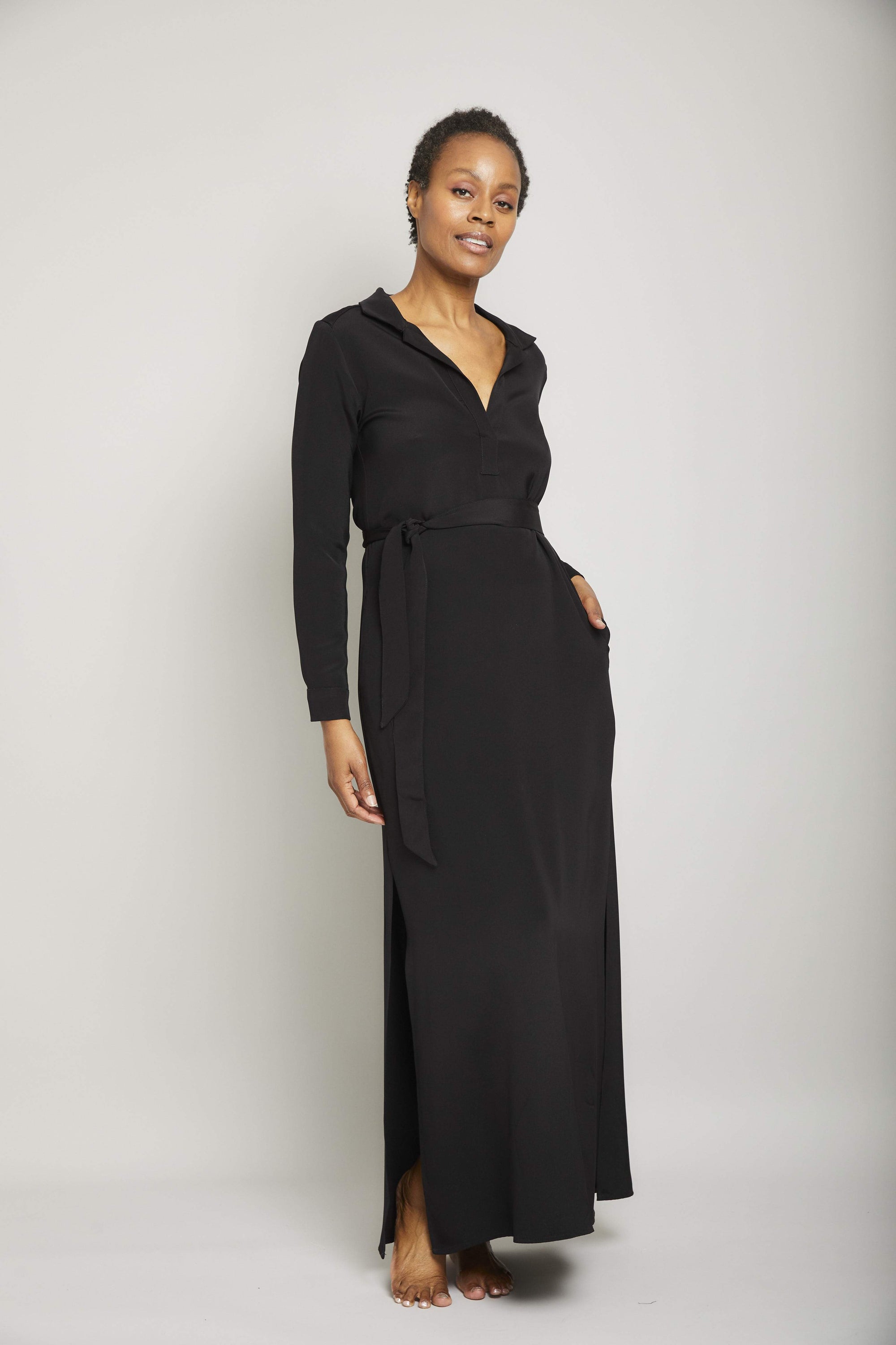 Long Silk Shirt Dress