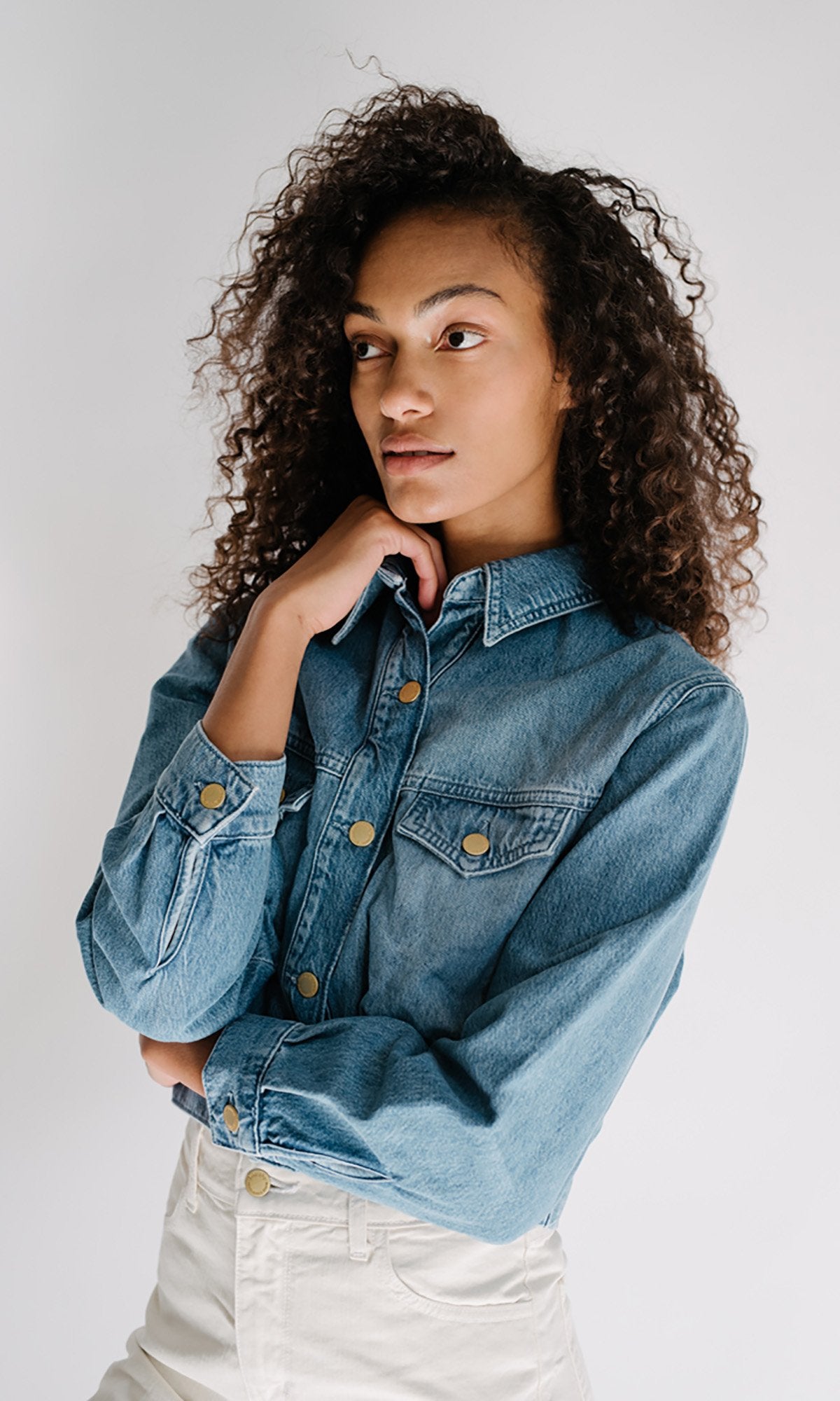 Cropped Tapered Denim Jacket