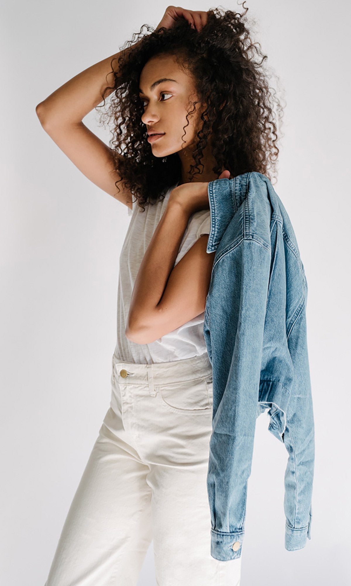 Cropped Tapered Denim Jacket
