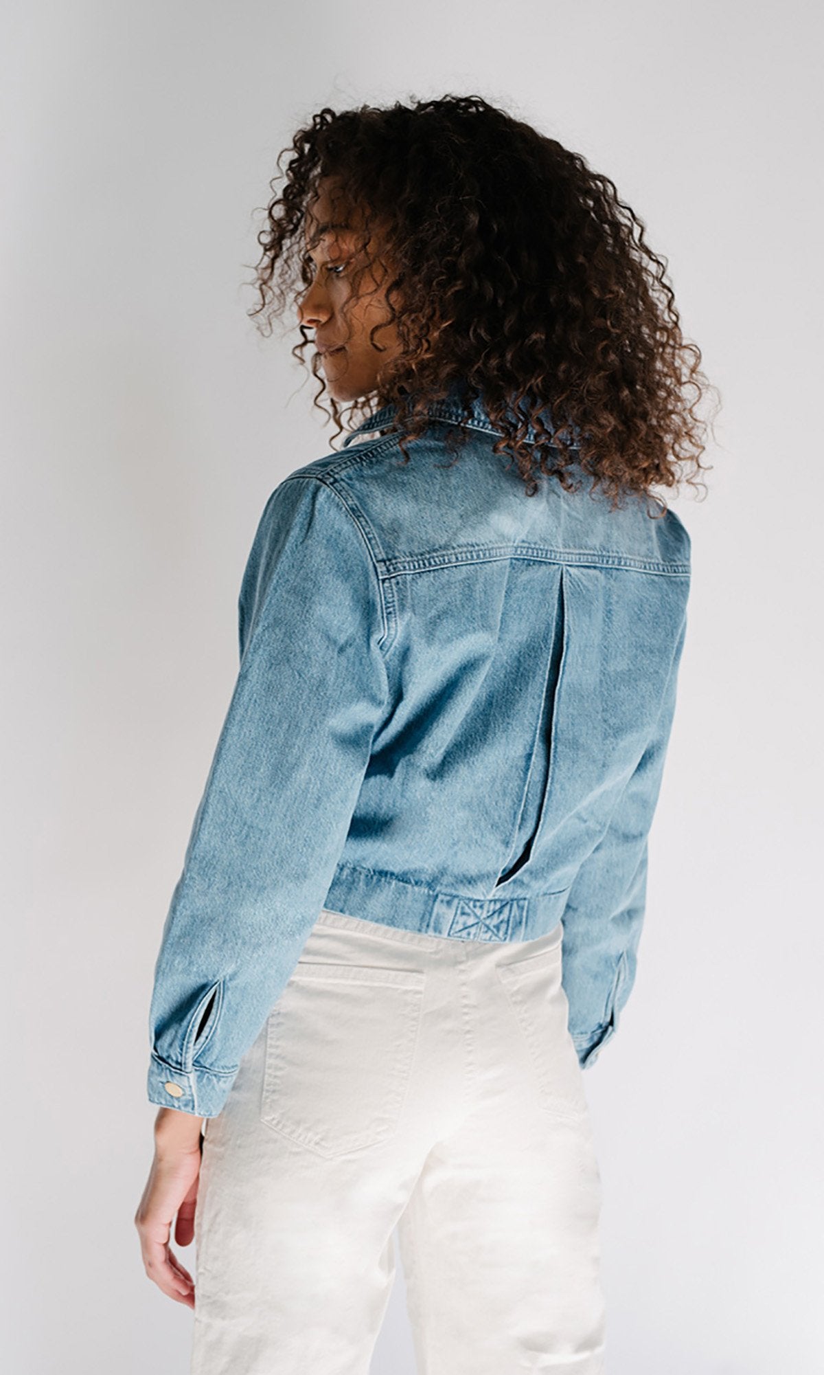 Cropped Tapered Denim Jacket