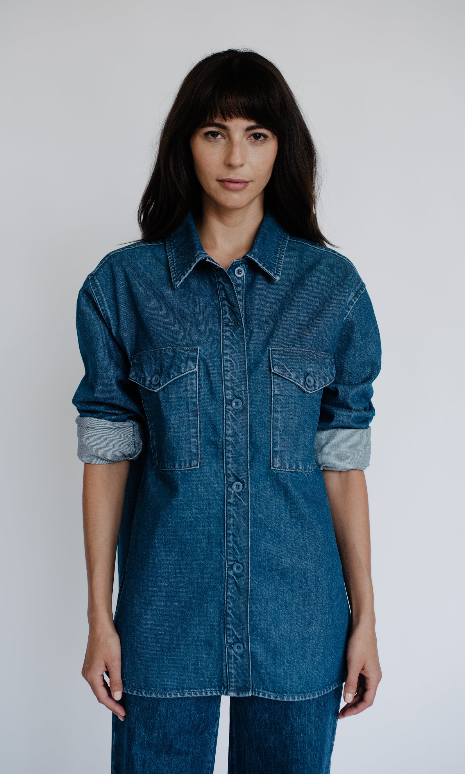 Ms. Triarchy OS Denim Shirt