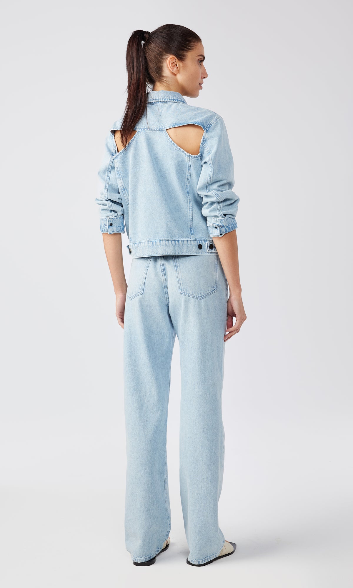 Ms. Stone Cut-Out Classic Denim Jacket