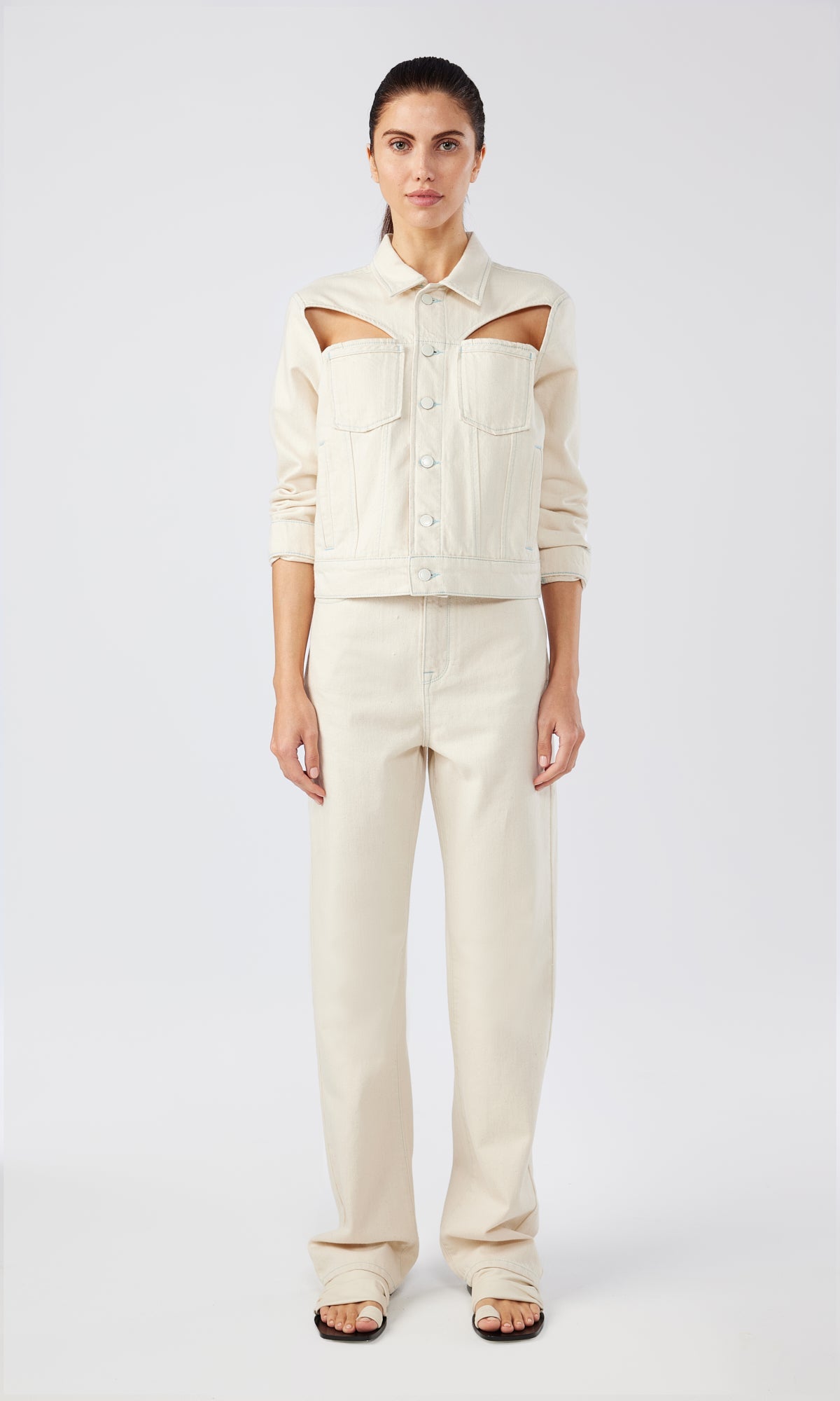 Ms. Stone Cut-Out Classic Denim Jacket