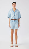 Ms. Brenda Oversized Short Sleeve Denim Shirt