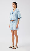 Ms. Brenda Oversized Short Sleeve Denim Shirt