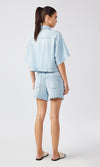 Ms. Brenda Oversized Short Sleeve Denim Shirt