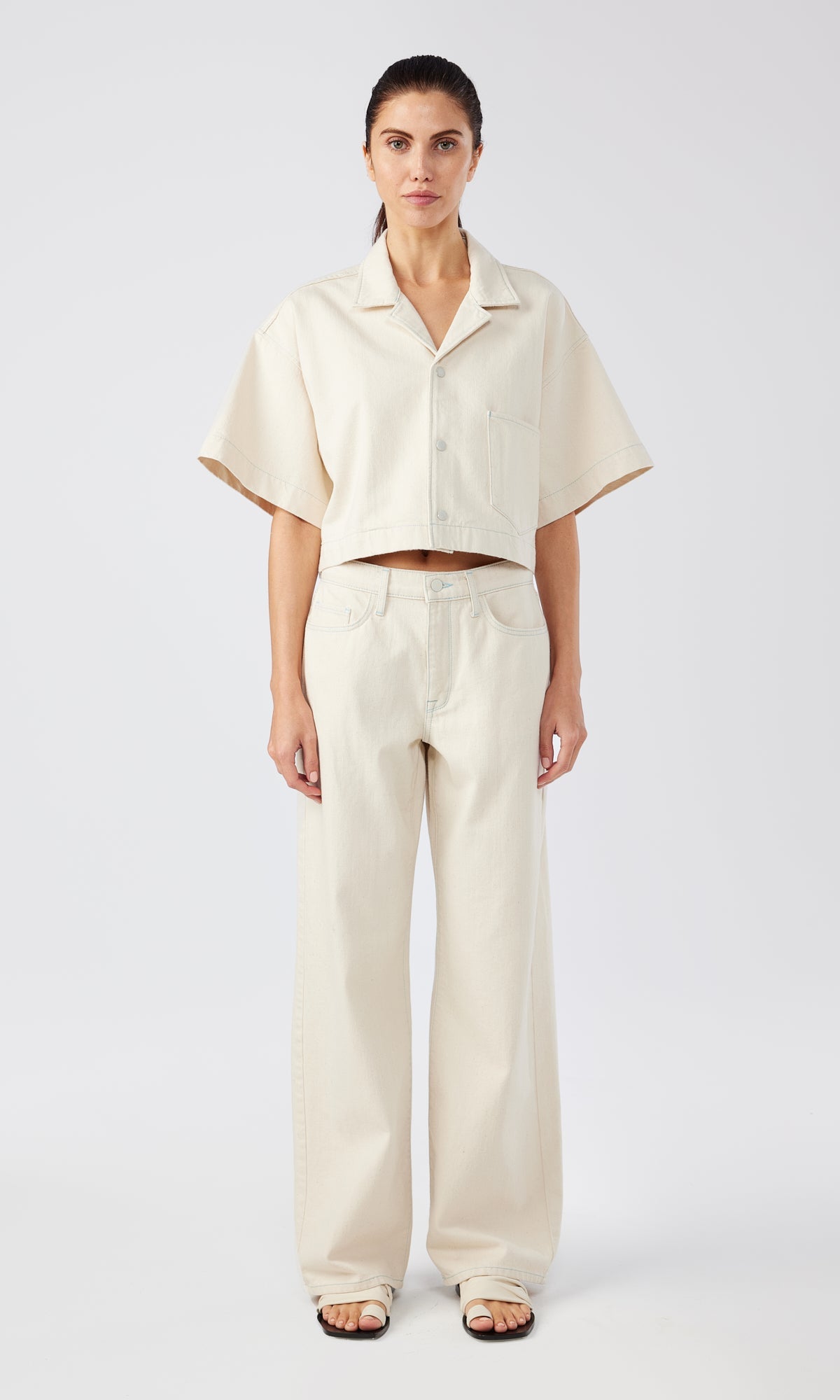 Ms. Brenda Oversized Short Sleeve Denim Shirt