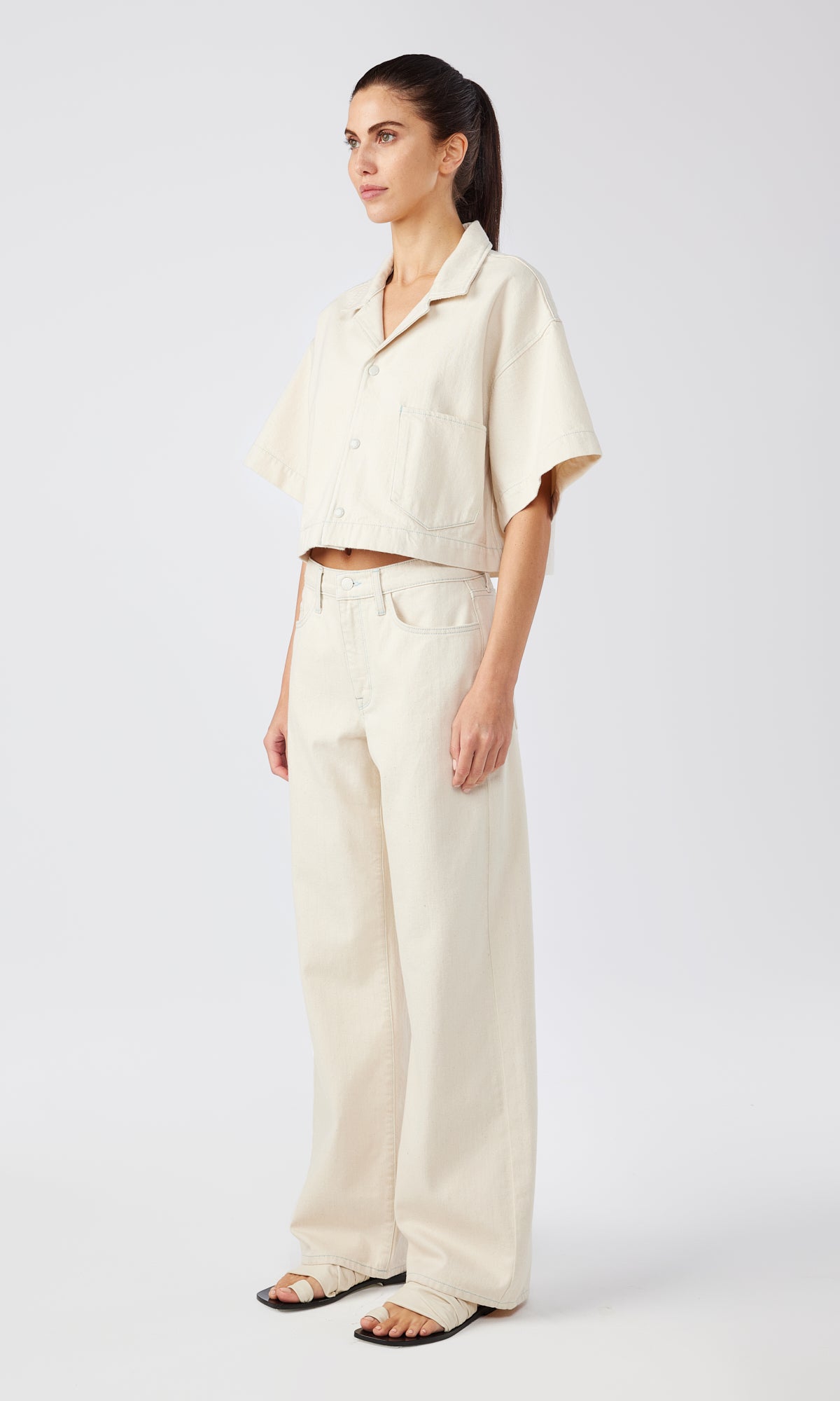 Ms. Brenda Oversized Short Sleeve Denim Shirt