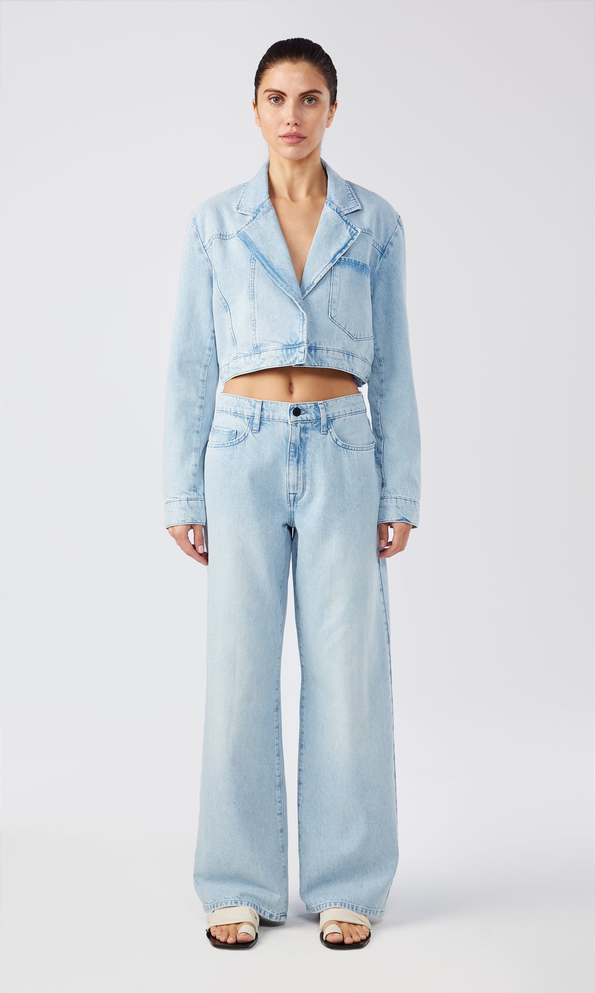 Ms. Milos Cropped Denim Blazer