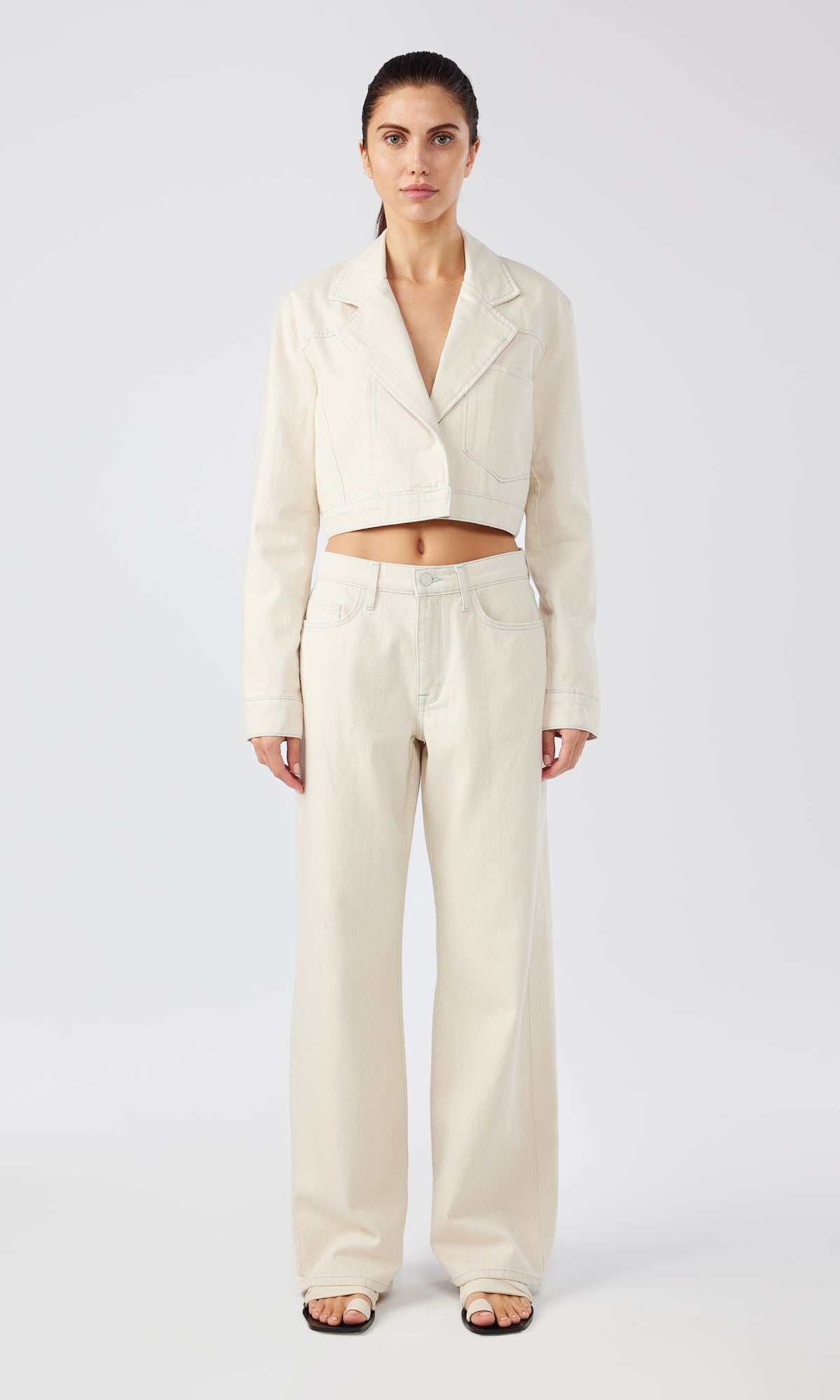 Ms. Milos Cropped Denim Blazer