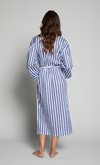 Long Striped Robe With Contrast Piping