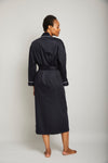 Cotton Sateen Robe with Contrast Piping