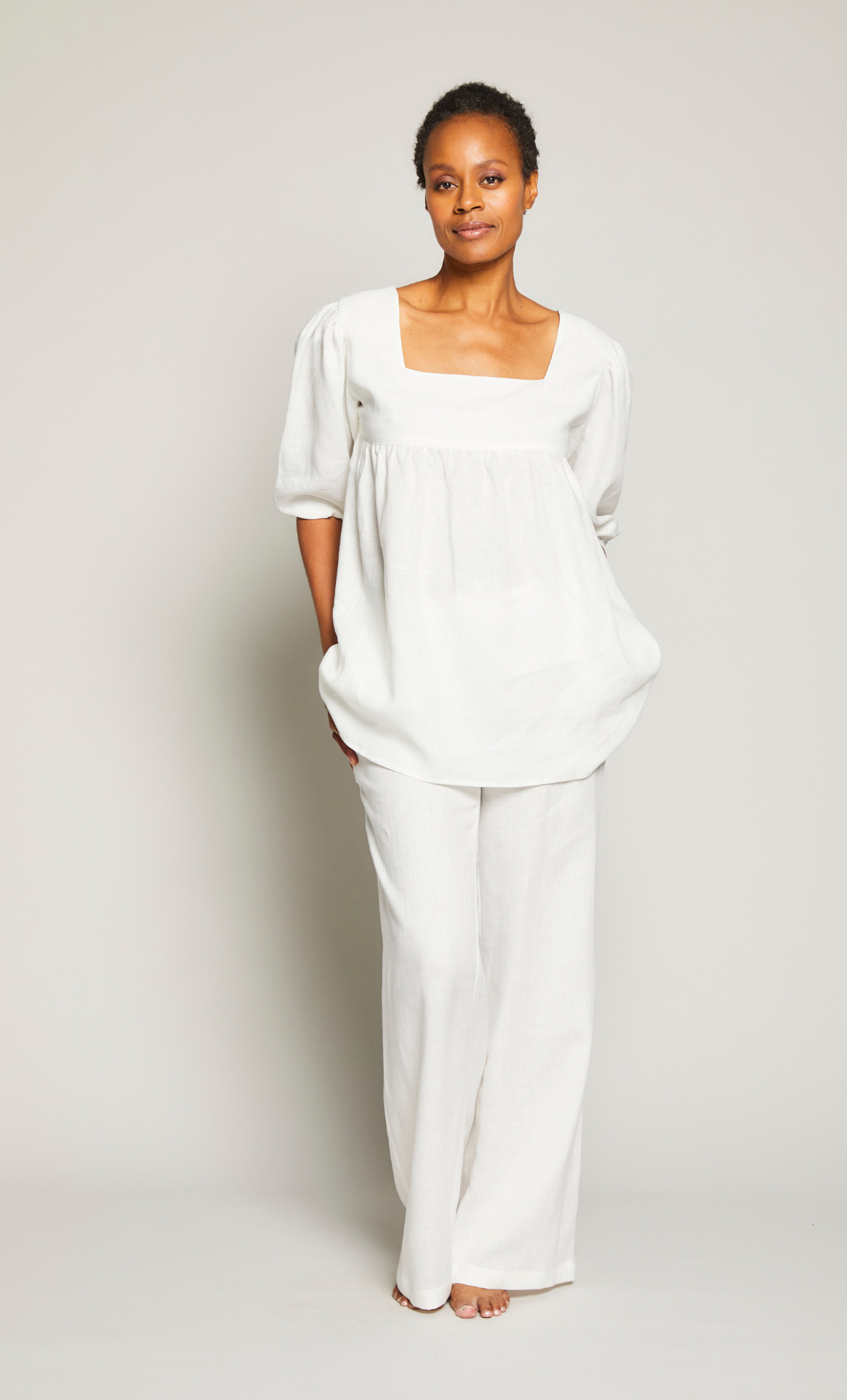 Square Neck Linen Lounge Set