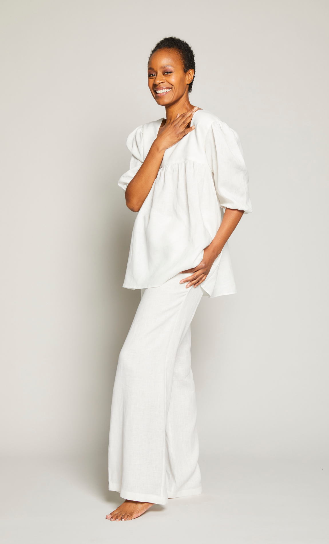 Square Neck Linen Lounge Set