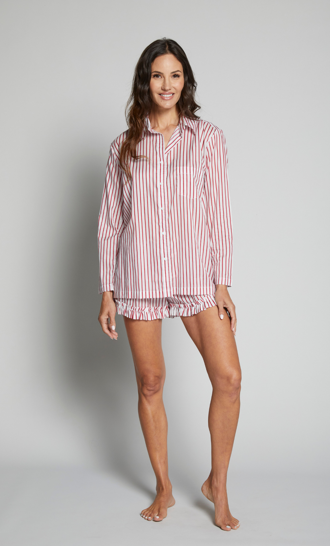 Striped Long Sleeve Cotton Pajama Top