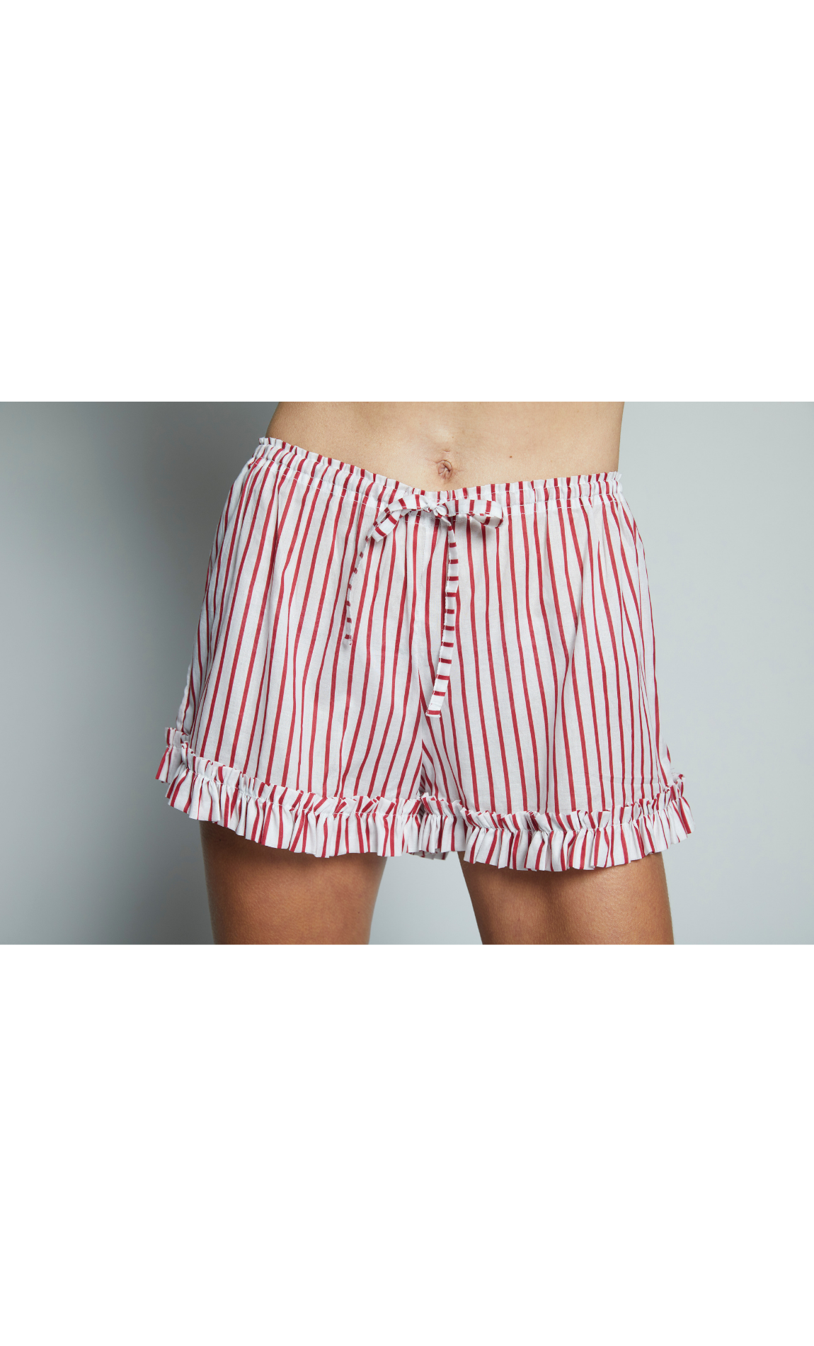 Striped Ruffle Cotton Sleep Shirt